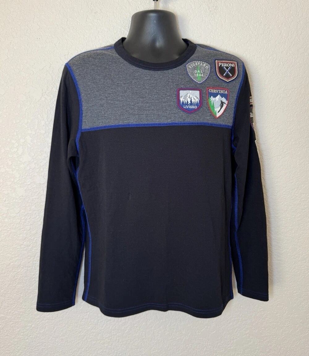 Alp-n-Rock Shirt Long Sleeve Crew Neck Patches Aspen Ski Colorblock Mens Small